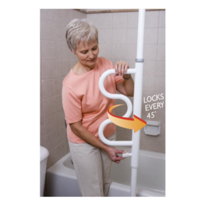 Stander Security Pole and Curved Grab Bar
